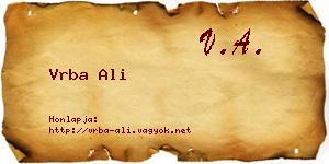 Vrba Ali névjegykártya